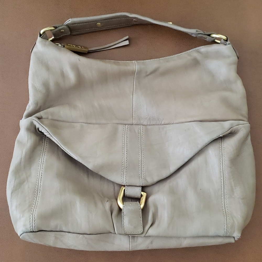 Perlina Tatiana Tan Leather Handbag